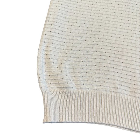 Modcloth Ivory Perforated Knit Polo Shirt Short Sleeve Size Medium Women's - Picture 5 of 10